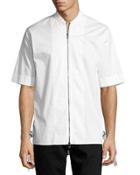 Zip-front Baseball-collar Short-sleeve