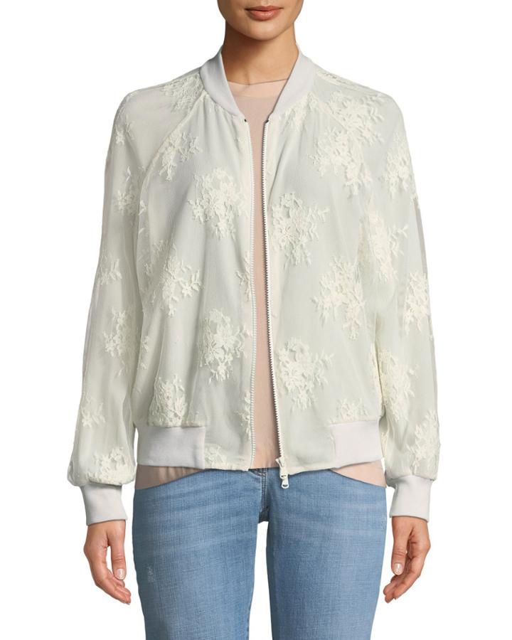 Floral Lace Bomber Jacket