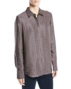 Scottie Globetrotter Triangle Silk Jacquard Blouse