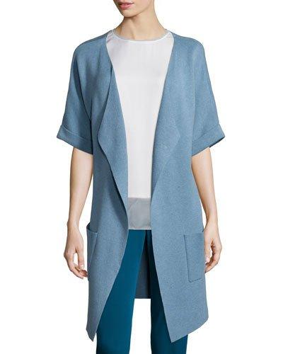 Unfinished-hem Kimono Topper Jacket