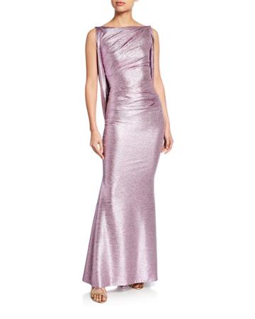Mirrorball Stretch Draped Back Gown