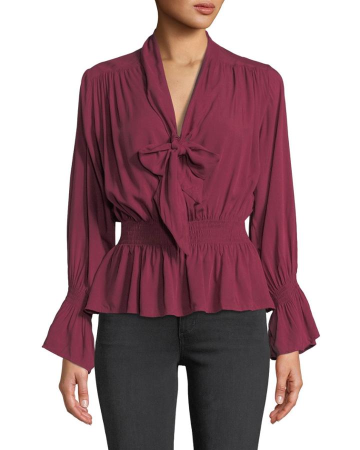 Pam Ruffled Tie-neck Blouse