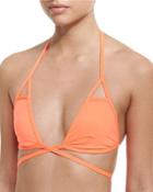 Serra Solid Wrap Swim Top, Orange
