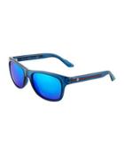 Square Plastic Sunglasses W/ Web Arms, Blue