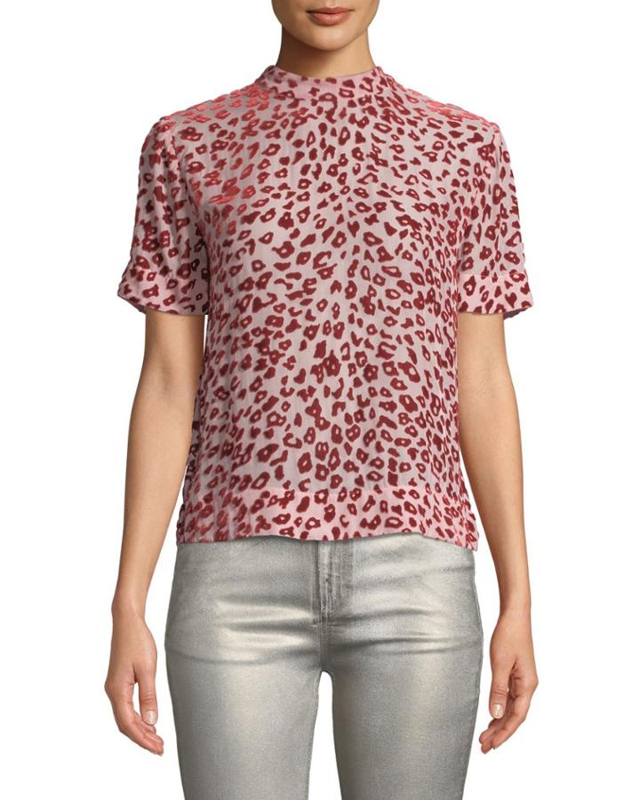 Gia Animal-print Velvet Burnout Tee