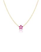 Mini Cubic Zirconia Flower Pendant Necklace, Pink/white