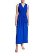 Pleated Wrap-front Tie-waist