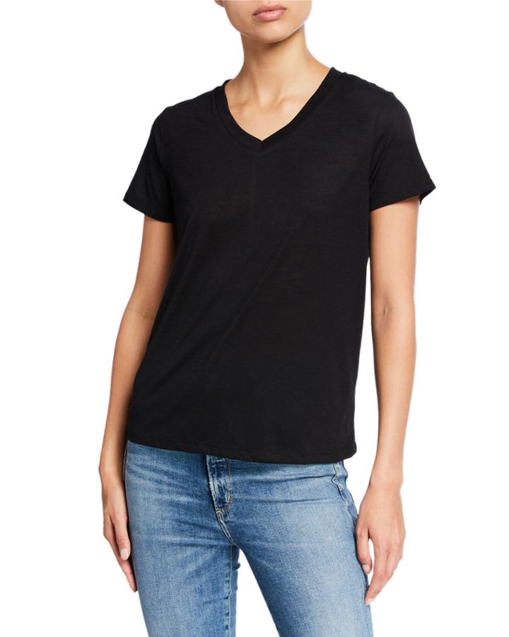 Slub V-neck Short-sleeve Tee