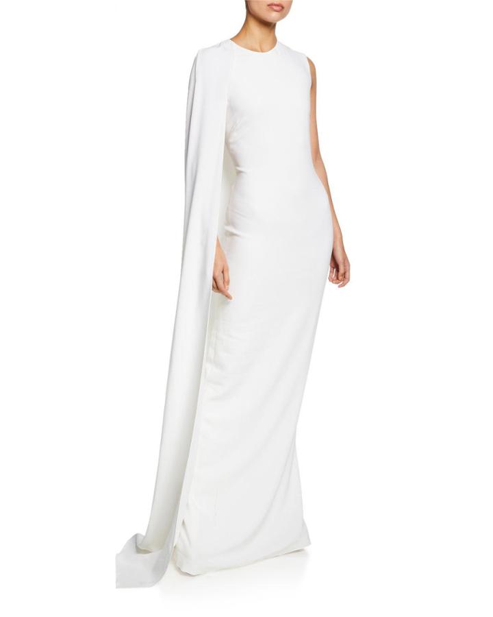 Cecilia One-shoulder Cape Gown