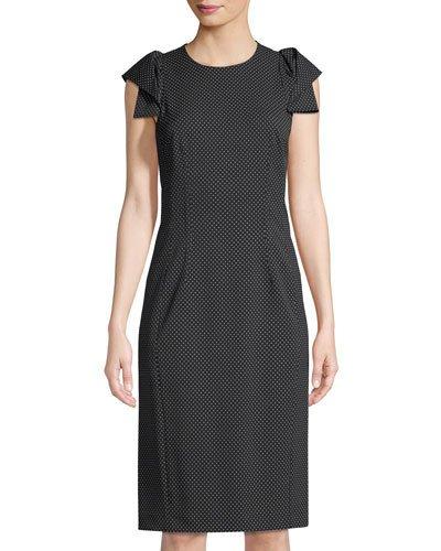 Origami-sleeve Pin-dot Dress