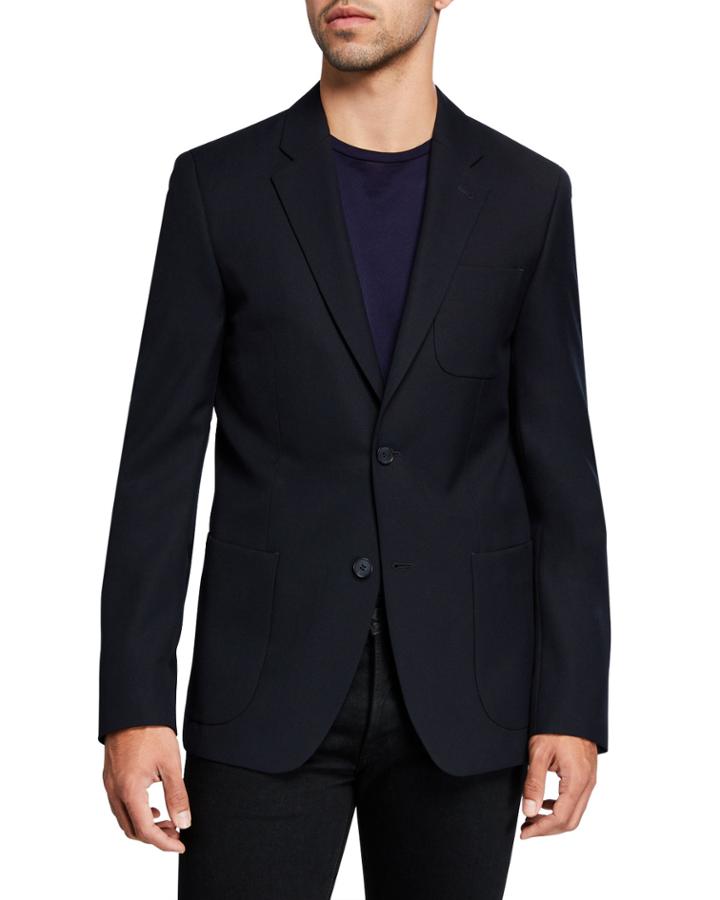 Men's Solid Wool Patch-pocket Blazer