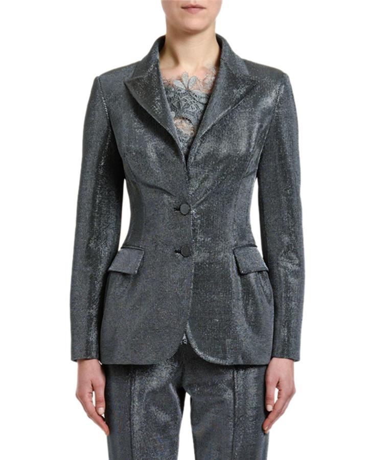 Single-breasted Two-button Metallic Jacket