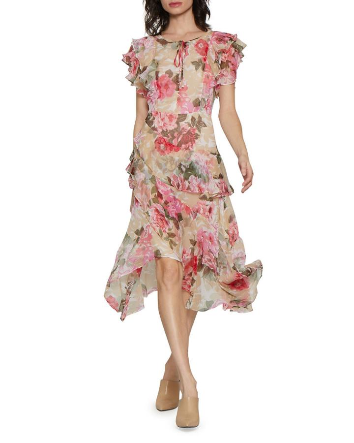 Granger Floral Ruffle Chiffon Dress