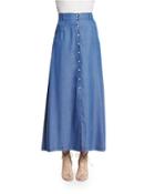 Western High-waist Maxi Skirt, Chambray