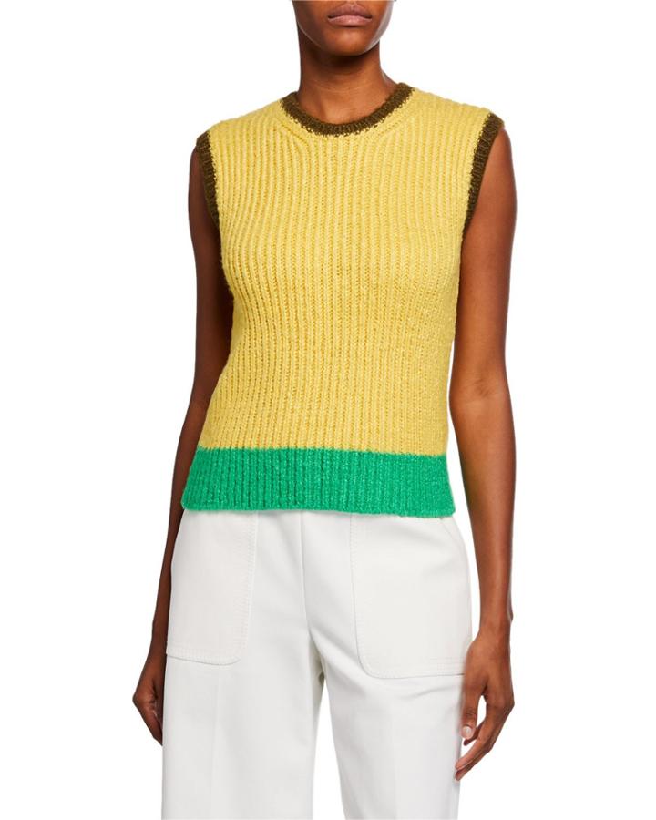 Colorblocked Silk Knit Tank Top