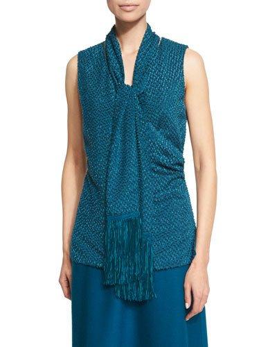 Fil Coup&eacute; Shell W/ Fringe Scarf, Tanzanite