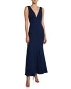 V-neck Sleeveless Tie-back Gown