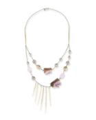Two-strand Crystal Bib Necklace, Purple