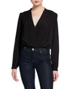 Quin Long-sleeve Surplice-neck Wrap Bodysuit