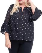 Plus Size Printed Bell-sleeve Top
