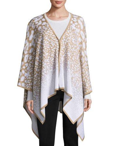 Ombr&eacute;-spot Print Poncho Jacket, Brown/white