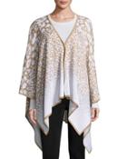 Ombr&eacute;-spot Print Poncho Jacket, Brown/white