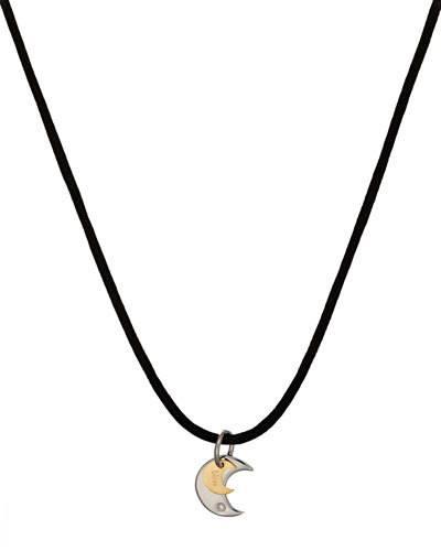 Stainless Steel Twice Moon-pendant Cord Necklace