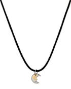 Stainless Steel Twice Moon-pendant Cord Necklace