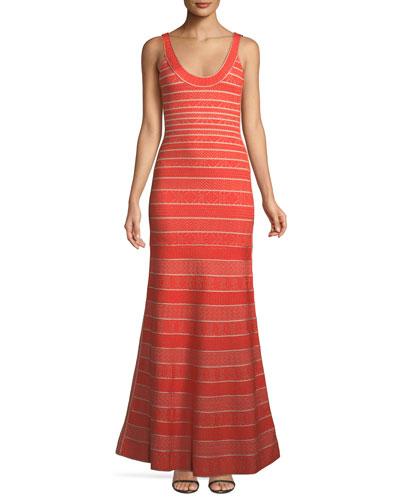 Filipa Chevron-knit Bandage Gown