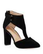 Nikos Suede T-strap Pumps