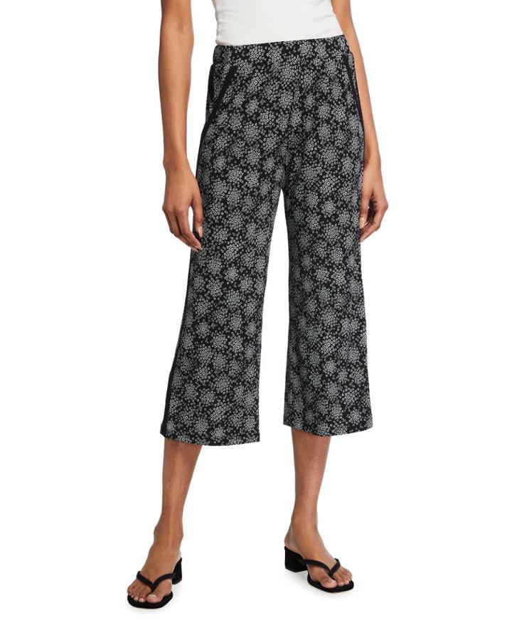 Printed Cropped Wide-leg Pants