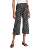 Printed Cropped Wide-leg Pants