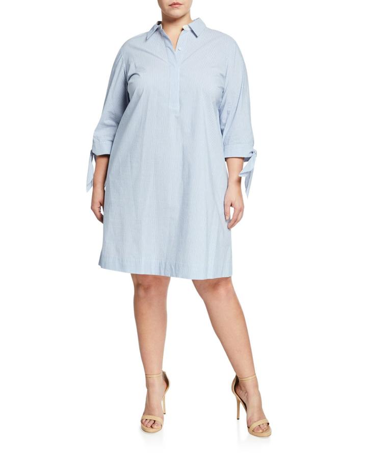 Plus Size Talia Striped Stretch-cotton Dress