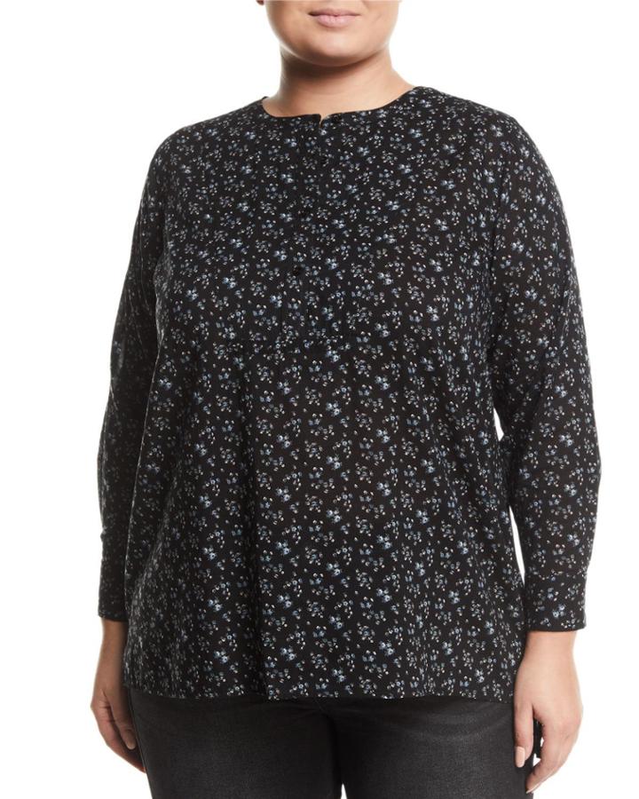 Mini Bouquet Printed Long-sleeve Blouse,