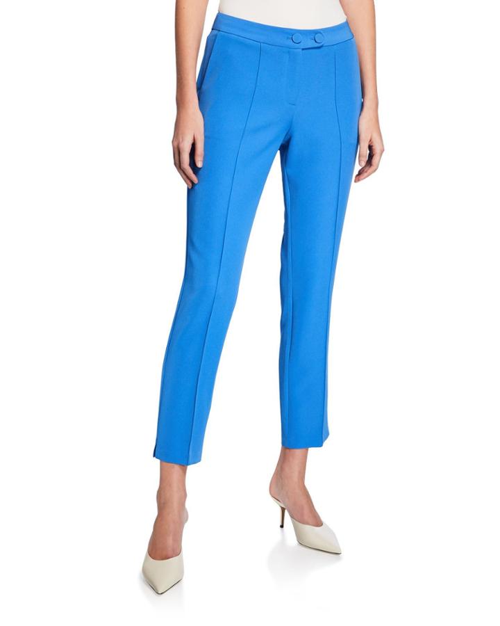 Pintucked Cropped Crepe Pants
