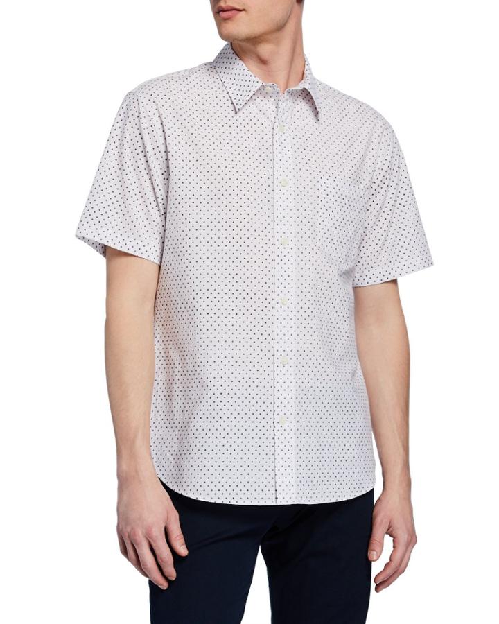 Men's Micro-print Button-down Short-sleeve