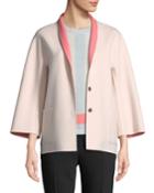 Snap-front Long-sleeve Reversible Wool-cashmere Coat