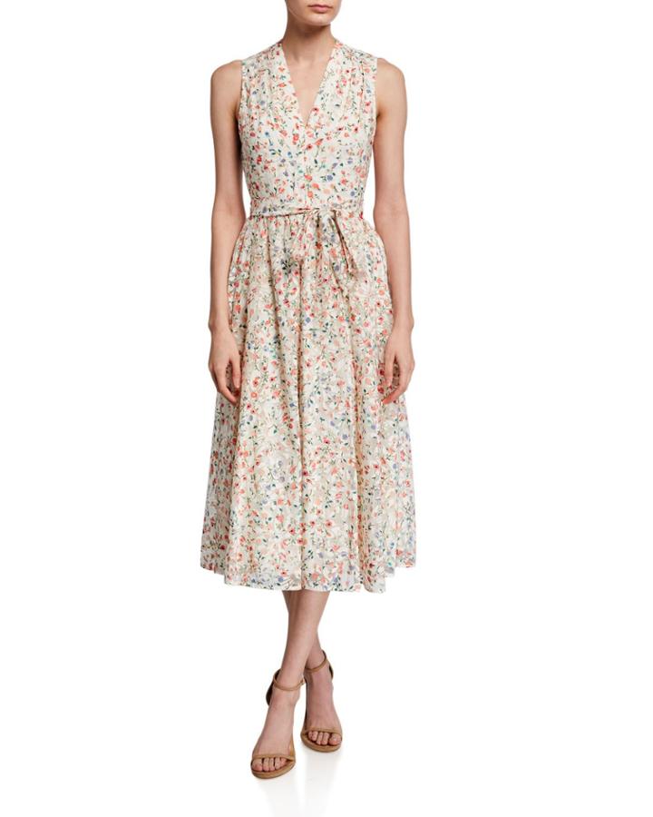 Mini Bloom Burnout Midi V-neck Dress