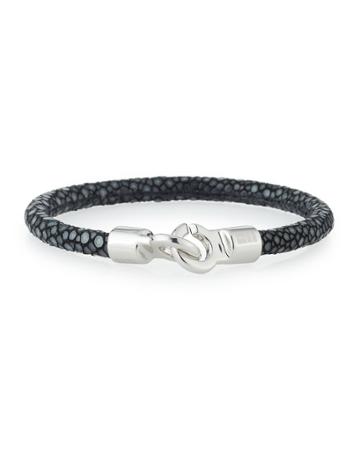Men's Stingray Shagreen Bracelet, Black/silver