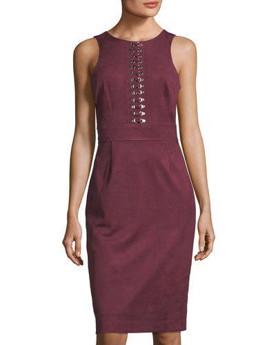 Faux-suede Dress With Hardware Detail