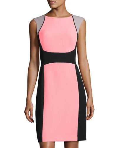 Colorblock Sleeveless Crepe Dress