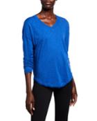 Rib Trim V-neck Long-sleeve Tee