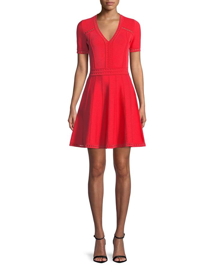 Textured Pointelle Flare Dress