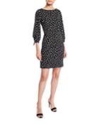 Matte Jersey Dot Tie-sleeve Dress