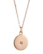 14k Rose Gold Diamond Small Disk Necklace