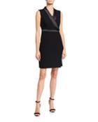 Faux-wrap Sleeveless Tuxedo Dress