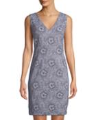V-neck Floral Jacquard Dress