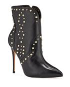 Addison Studded Leather Zip Booties