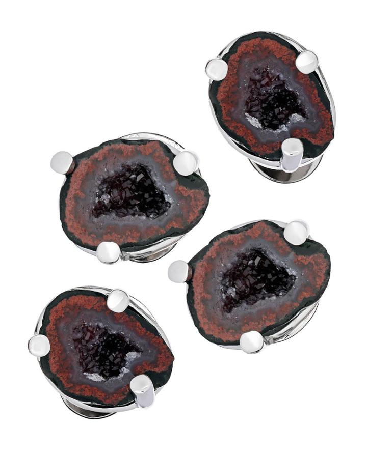 Red Drusy Stud Cufflinks,