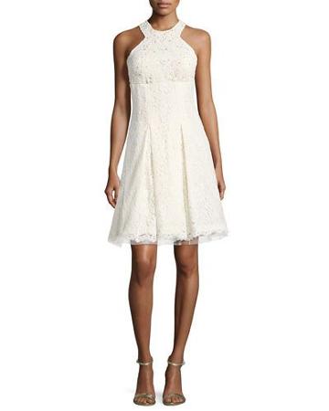 Bead-embellished Lace Cocktail Dress, Ivory
